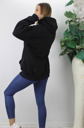 Üç İplik Kapşonlu Sweat Siyah - 2410.2022 - 4