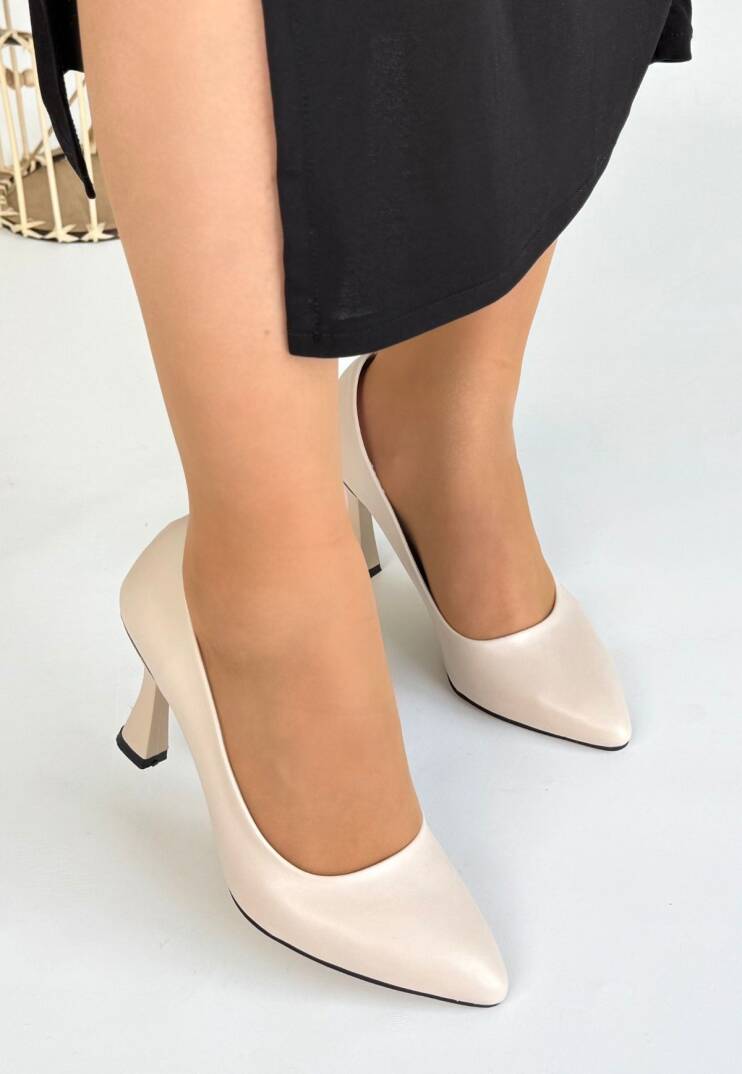 Ulba Bej Cilt Stiletto Ayakkabı - 2