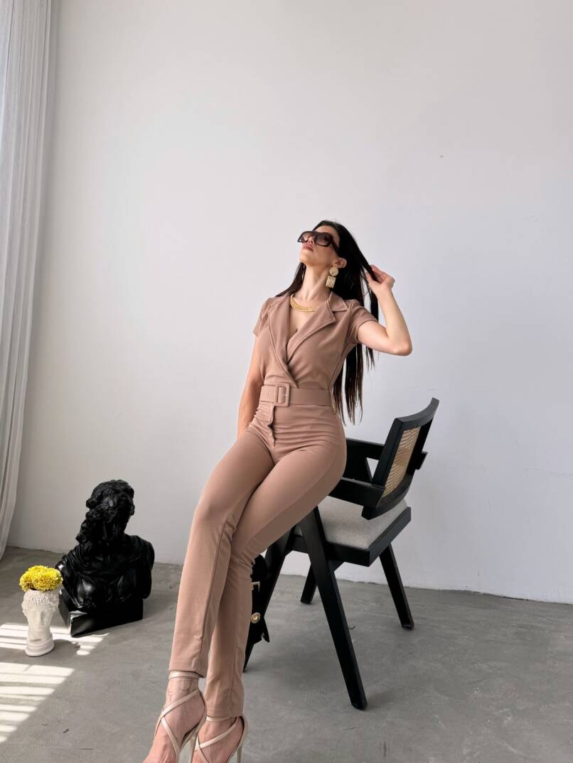 Yakalı Beli Kemerli Tulum - 3