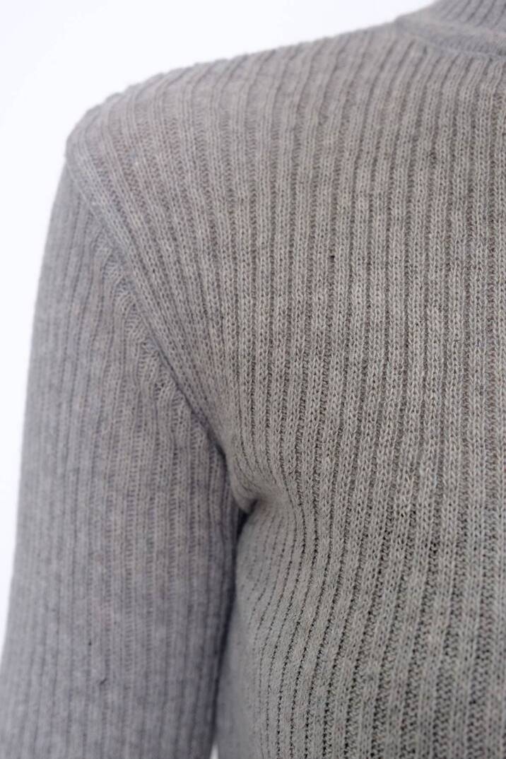 Yarım Balıkçı Crop Triko Gri - 885.1319. - 4