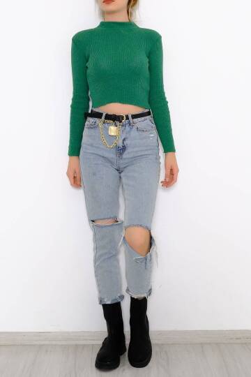 Yarım Balıkçı Crop Triko Yeşil - 885.1319. - 4