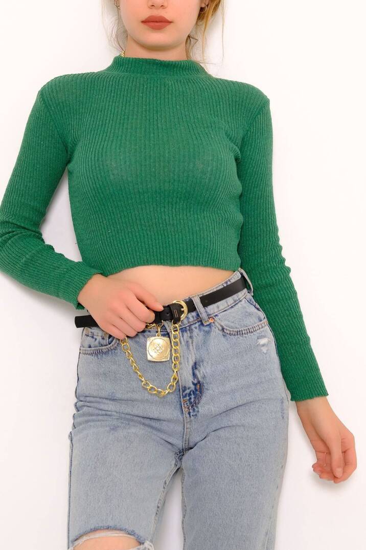 Yarım Balıkçı Crop Triko Yeşil - 885.1319. - 5