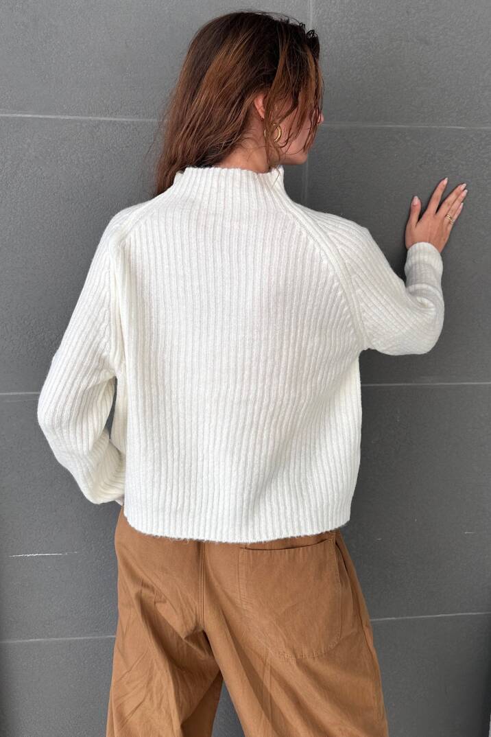 Yarım Balıkçı Fitilli Triko Kazak - 5