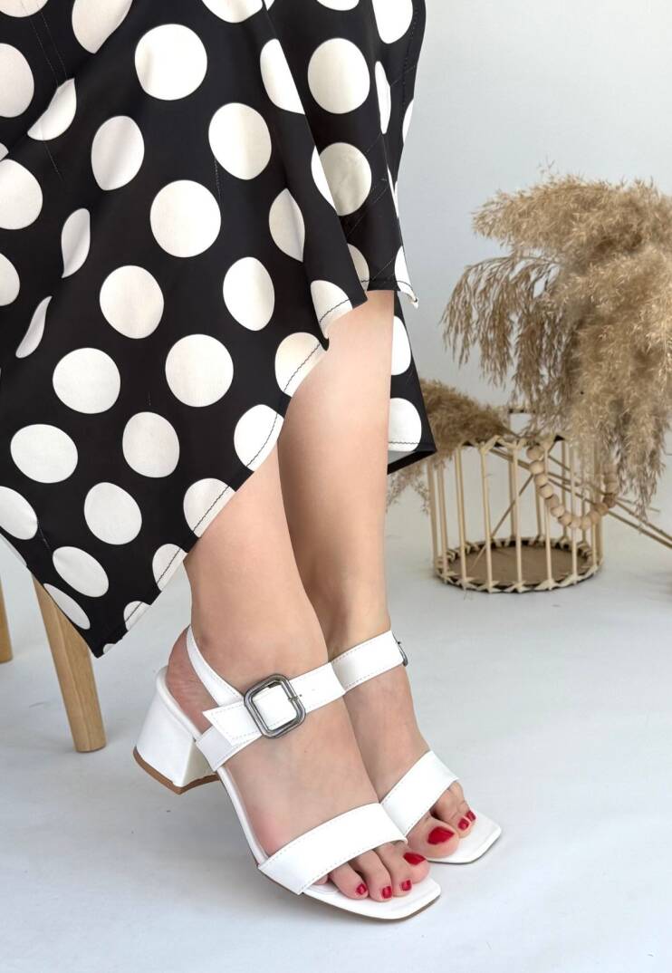 Year Beyaz Cilt Topuklu Ayakkabı - 2