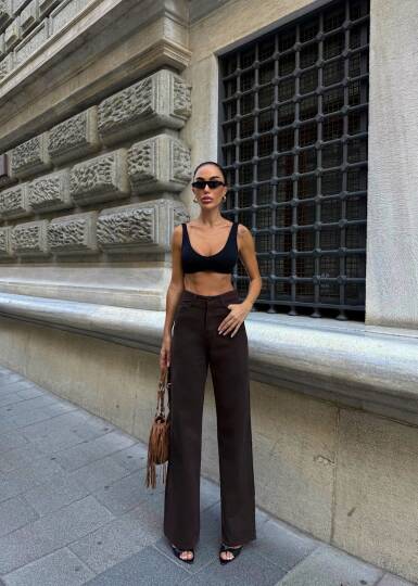 Yüksek Bel İspanyol Paça Denim Pantolon - 2