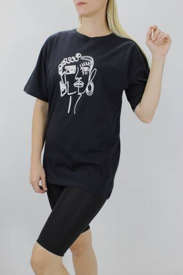 Yüz Baskılı Tişört Siyah - 144.075